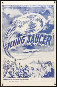 4b272 FLYING SAUCER military 1sh R53 cool sci-fi artwork of UFOs from space & terrified people!