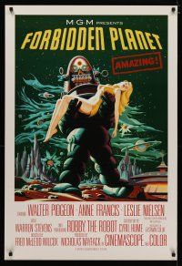 4b273 FORBIDDEN PLANET 1sh R06 most classic art of Robby the Robot carrying sexy Anne Francis!