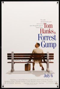 4b277 FORREST GUMP advance 1sh '94 Tom Hanks waiting for the bus, Robert Zemeckis!
