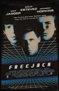4b283 FREEJACK heavy stock foil int'l 1sh '91 Emilio Estevez, Mick Jagger, Anthony Hopkins!
