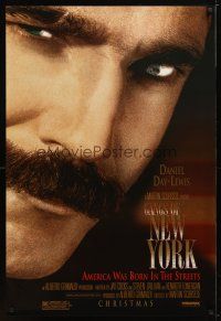 4b297 GANGS OF NEW YORK advance 1sh '02 Martin Scorsese, close-up of Daniel Day-Lewis!