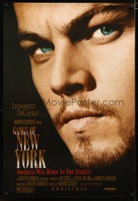 4b298 GANGS OF NEW YORK advance DS 1sh '02 Martin Scorsese, close-up of Leonardo DiCaprio!