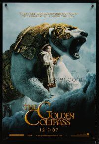 4b326 GOLDEN COMPASS teaser DS 1sh '07 Nicole Kidman, Daniel Craig, Dakota Blue Richards w/bear!