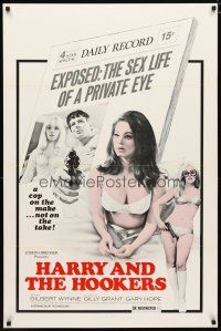 4b359 HARRY & THE HOOKERS 1sh '75 exposed, the sex life of a private eye, sexy art!