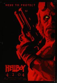 4b381 HELLBOY teaser 1sh '04 Mike Mignola comic, Ron Perlman, here to protect!
