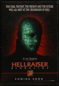 4b382 HELLRAISER: BLOODLINE teaser DS 1sh '96 Clive Barker, Pinhead at the crossroads of hell!
