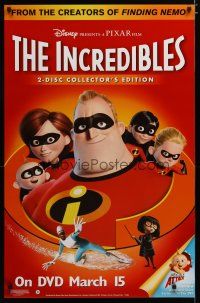 4b421 INCREDIBLES video 1sh '04 Disney/Pixar computer animated sci-fi superhero family!