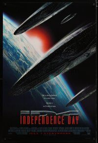 4b422 INDEPENDENCE DAY style B advance 1sh '96 image of enormous alien ships over Earth!