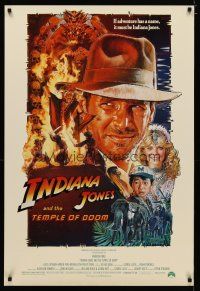 4b430 INDIANA JONES & THE TEMPLE OF DOOM 1sh '84 art of Harrison Ford by Drew Struzan!
