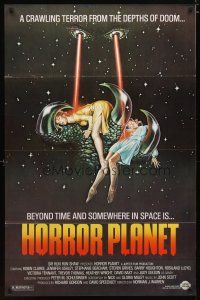 4b432 INSEMINOID 1sh R83 Horror Planet, really wild sci-fi image of sexy girls in monster hand!