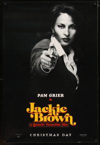 4b449 JACKIE BROWN teaser 1sh '97 Quentin Tarantino, cool image of Pam Grier in title role!