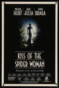 4b470 KISS OF THE SPIDER WOMAN 1sh '85 cool artwork of sexy Sonia Braga in spiderweb dress!