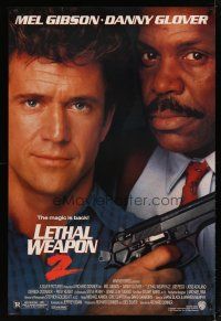 4b496 LETHAL WEAPON 2 1sh '89 great close-up image of cops Mel Gibson & Danny Glover!