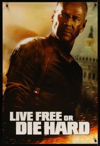 4b502 LIVE FREE OR DIE HARD teaser 1sh '07 Timothy Olyphant, great image of Bruce Willis!
