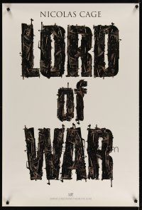4b515 LORD OF WAR teaser 1sh '05 Nicolas Cage, cool gun title mosaic!