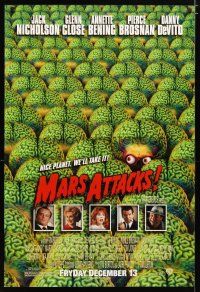 4b537 MARS ATTACKS! advance 1sh '96 directed by Tim Burton, great image of many alien brains!