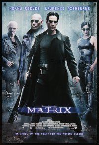 4b538 MATRIX advance DS 1sh '99 Keanu Reeves, Carrie-Anne Moss, Laurence Fishburne, Wachowski Bros!