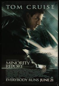 4b549 MINORITY REPORT style B advance 1sh '02 Steven Spielberg, cool profile image of Tom Cruise!