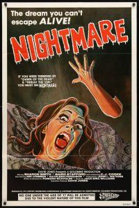 4b575 NIGHTMARE 1sh '81 wild cartoony horror image, the dream you can't escape ALIVE!