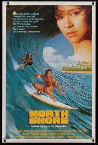 4b583 NORTH SHORE 1sh '87 great Hawaiian surfing image + close up of sexy Nia Peeples!