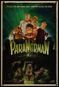 4b607 PARANORMAN 8-17-12 style advance DS 1sh '12 all fun and games until someone raises the dead!