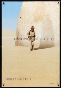 4b617 PHANTOM MENACE Spanish/U.S. style A teaser DS 1sh '99 Star Wars Episode I, Anakin w/Vader shadow!