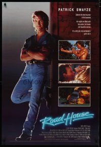 4b663 ROAD HOUSE 1sh '89 full-length Patrick Swayze is the best bouncer in the business!