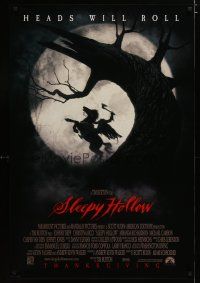 4b713 SLEEPY HOLLOW advance 1sh '99 directed by Tim Burton, cool image of headless horseman!