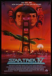 4b737 STAR TREK IV 1sh '86 cool art of Leonard Nimoy & William Shatner by Bob Peak!