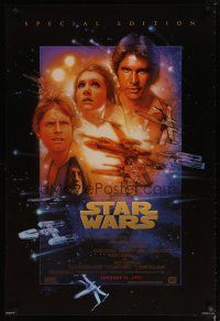 4b747 STAR WARS style B advance 1sh R97 George Lucas, cool different artwork by Drew Struzan!