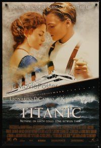 4b784 TITANIC revised style B int'l DS 1sh '97 DiCaprio, Kate Winslet, with Gloria Stuart credited