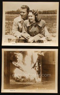 4c977 RACING LUCK 2 8x10 stills '48 Gloria Henry, David Bruce, w/ fire in the horse stall!