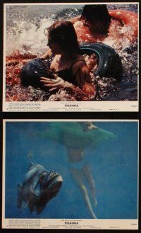 4c267 PIRANHA 3 8x10 mini LCs '78 gruesome horror images of killer fish attacking!