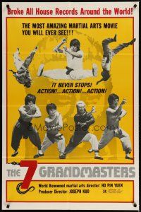 4d011 7 GRANDMASTERS 1sh '78 Joseph Kuo kung fu action thriller, cool image!