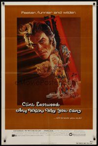 4d050 ANY WHICH WAY YOU CAN 1sh '80 cool artwork of Clint Eastwood by Bob Peak!