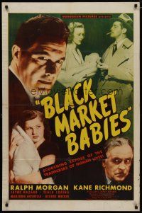 4d106 BLACK MARKET BABIES 1sh '46 Kane Richmond, sleazy women sell their infants for cash
