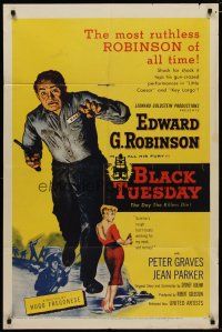 4d112 BLACK TUESDAY 1sh '55 Peter Graves, sexy Jean Parker & ruthless Edward G Robinson!