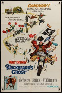 4d113 BLACKBEARD'S GHOST 1sh '68 Walt Disney, artwork of wacky invisible pirate Peter Ustinov!