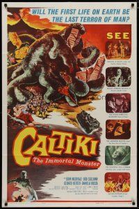 4d166 CALTIKI THE IMMORTAL MONSTER 1sh '60 Caltiki - il monstro immortale, cool art of creature!
