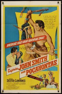 4d171 CAPTAIN JOHN SMITH & POCAHONTAS 1sh '53 Anthony Dexter, Jody Lawrance, great adventure saga!