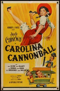 4d175 CAROLINA CANNONBALL 1sh '55 wacky art of Judy Canova on tiny train, sci-fi comedy!