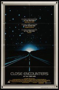 4d205 CLOSE ENCOUNTERS OF THE THIRD KIND silver border style 1sh '77 Spielberg's sci-fi classic!