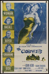 4d206 COBWEB 1sh R62 Richard Widmark, Lauren Bacall, Charles Boyer, Gloria Grahame, Lillian Gish