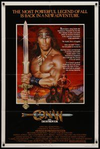 4d212 CONAN THE DESTROYER 1sh '84 Arnold Schwarzenegger is the most powerful legend of all!