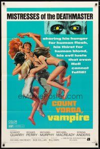 4d225 COUNT YORGA VAMPIRE 1sh '70 AIP, artwork of the mistresses of the deathmaster feeding!
