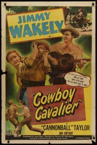 4d230 COWBOY CAVALIER 1sh '48 singing cowboy Jimmy Wakely with guitar & Dub Cannonball Taylor!