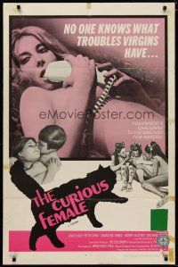 4d248 CURIOUS FEMALE 1sh '69 X-rated sci-fi, No one know the troubles of virgins!