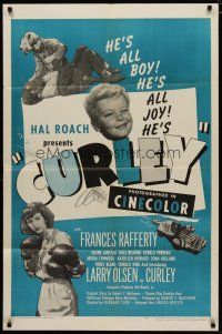 4d249 CURLEY 1sh '48 Hal Roach Jr., cute Larry Olsen in the title role, female boxing!