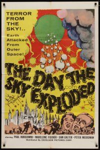 4d261 DAY THE SKY EXPLODED 1sh '61 terror from the sky, art of Earth attacked from outer space!