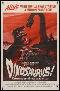 4d281 DINOSAURUS 1sh '60 great art of battling prehistoric T-rex & brontosaurus monsters!